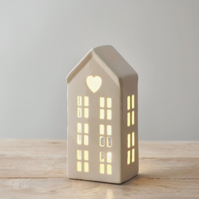 CASA BRANCA CORAÇAO COM LUZ LED 16CM GAINSBOROUGH GIFTWARE