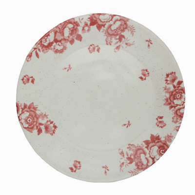 PRATO JANTAR VINTAGE FLOWERS VERMELHO PÓ DE BARRO