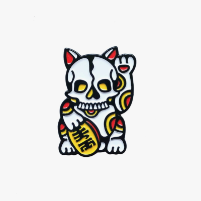 PIN ENAMEL LUCKY SKULL CAT COUSINS COLLECTIVE