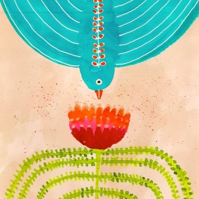 ORIGINAL "PASSARO E FLOR II" JOANA NOBREGA