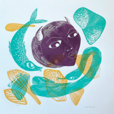 LINOGRAVURA SÉRIE "OBSERVAR, ACEITAR, LIBERTAR, TRANSFORMAR I" SOFIA MORAIS