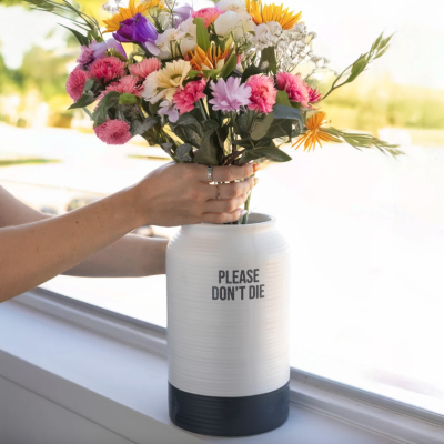 VASO GRANDE "PLEASE DON'T DIE - CINZENTO" FISURA