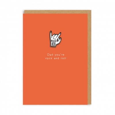 Fathers Day Rock N Roll Enamel Pin Greeting Card