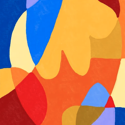 Obra de arte abstrata colorida com formas orgânicas e textura de pintura