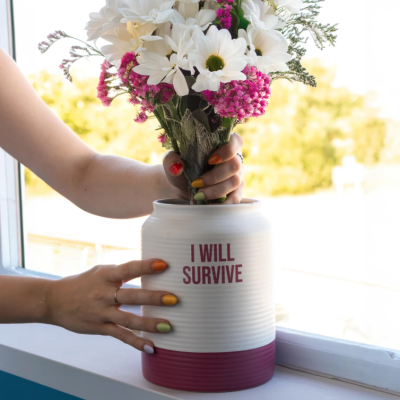 VASO PEQUENO "I WILL SURVIVE - ROSA" FISURA