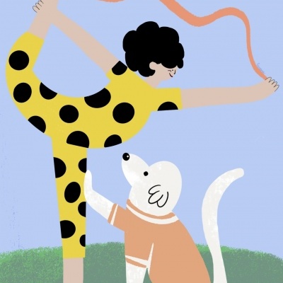 ILUSTRAÇÃO "YOGA E CÃO" MARTA LARANJA