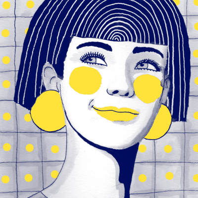 RISOGRAFIA "SORRISOS II" AZUL JOANA NOBREGA