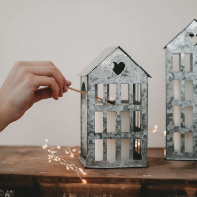 Medium Silver Metal House EULENSCHNITT