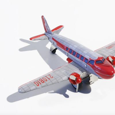 AVIÃO DC3 VERMELHO-PRATA BLECHFABRIK