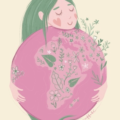 ILUSTRAÇÃO COR-DE-ROSA "THE EARTH IS FEMALE" FEDERICA BOCCHI