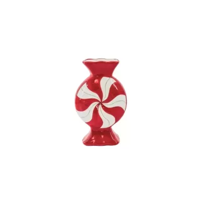 FLOWER VASE- TOFFEE CANDY - RED/WHITE - HOUSE VITAMIN