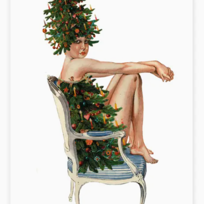 POSTAL "MULHER EM CADEIRA COM VESTIDO ÁRVORE" LYLIES