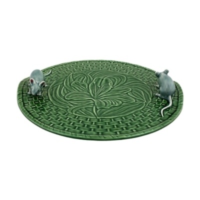 Queijeira Lírios com Ratos Verde/Natural BORDALLO PINHEIRO