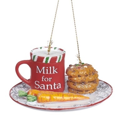 XMAS PLATE W/MILK MUG/COOKIES ORN WH/RD 9CM