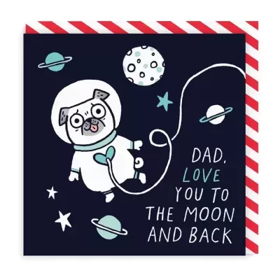 GREETING CARD SQUARE DAD LOVE YOU TO THE MOON AND BACK OHH DEER