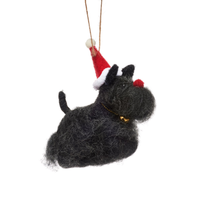 ENFEITE DE NATAL EM FELTRO "RED NOSED SCOTTIE" SASS & BELLE