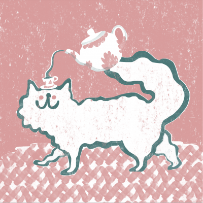 ILUSTRAÇÃO " TEA CAT " GAMBUZINO
