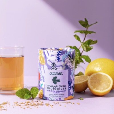 CRIATURA INFUSÃO DE PLANTAS BIOLÓGICAS - HORTELÃ, FLOR DE SABUGUEIRO E LIMÃO
