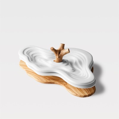 CONJUNTO 3 PEÇAS PRATO, TAÇA E TÁBUA "MONTE DAS OLIVEIRAS" LABORATORIO D´ ESTÓRIAS