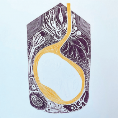 LINOGRAVURA "NA MINHA CASA HÁ ESPAÇOS VAZIOS I" SOFIA MORAIS