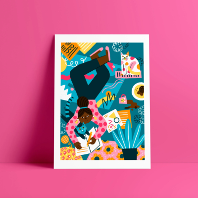 GIRL WITH CATS A4 DIGITAL PRINT ANA SEIXAS