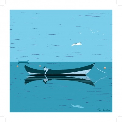 ILUSTRAÇÃO COR AZUL "BOAT" MARIA CARLOS CARDEIRO