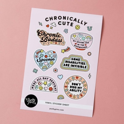 STICKER SHEET A5 "CHRONICALLY CUTE" PUNKY PINS