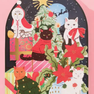 POSTAL DE NATAL RECORTADO "GATOS DE NATAL" ALLJOY DESIGN