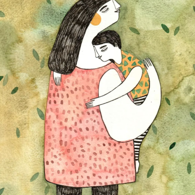 ILUSTRAÇÃO "MOTHER HOLDING A CHILD" MIRJAM SIIM