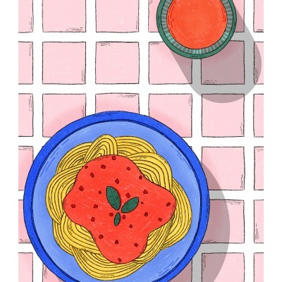 ILUSTRAÇÃO "À VOLTA DA MESA II" KIKA