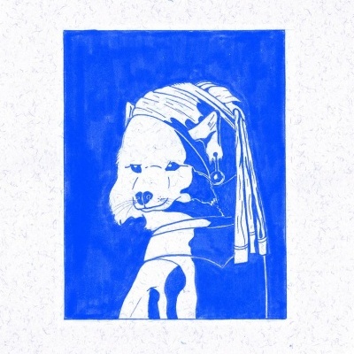 ILUSTRAÇÃO "Floof with a Pearl Earring" Girl with a Pearl Earring's Adaptation de SARA FELGUEIRAS