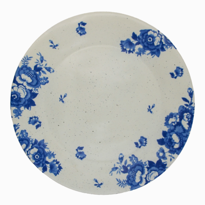 PRATO JANTAR VINTAGE FLOWERS AZUL PÓ DE BARRO