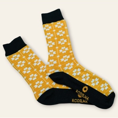 Meias Rodilha Azulejos Amarelos