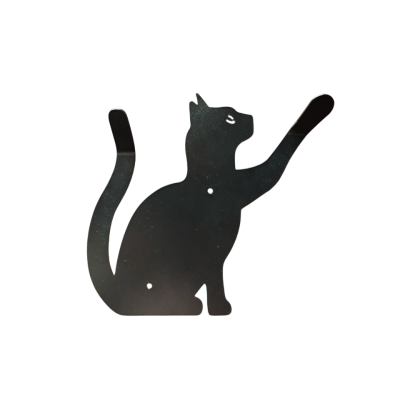 Silhueta de gato em metal preto com pata levantada