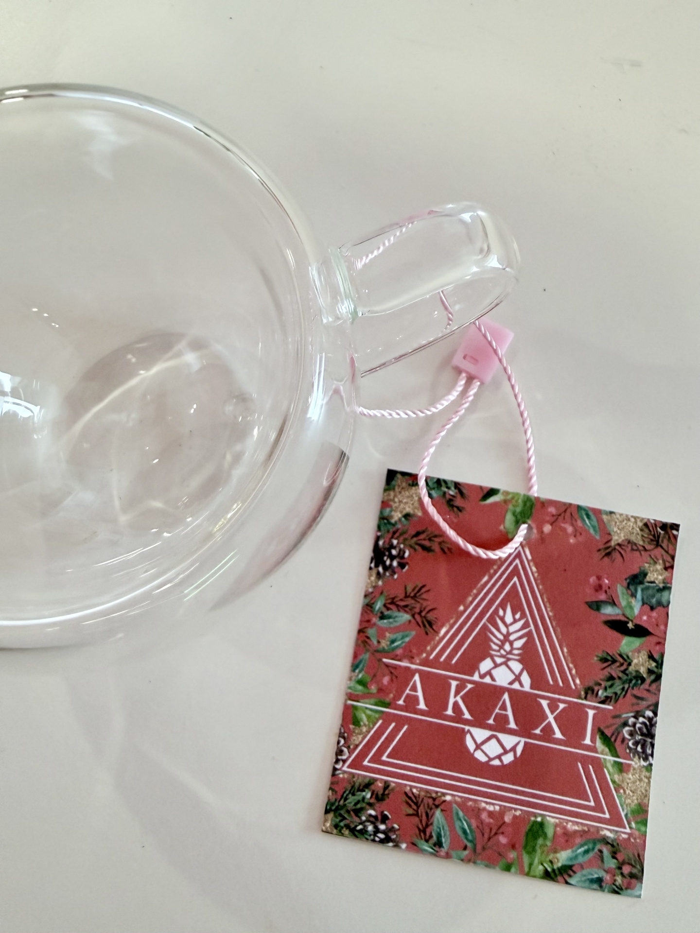 Chávena de Café Xícara de vidro transparente com etiqueta vermelha AKAXI