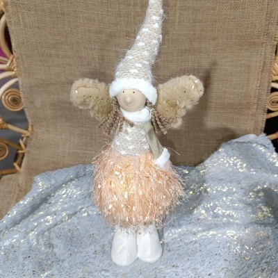 Menina Natal com luz 30cm