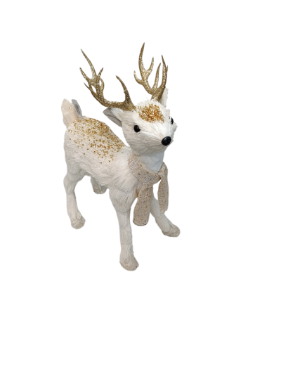 RENA EM PÉ BRANCO E OURO