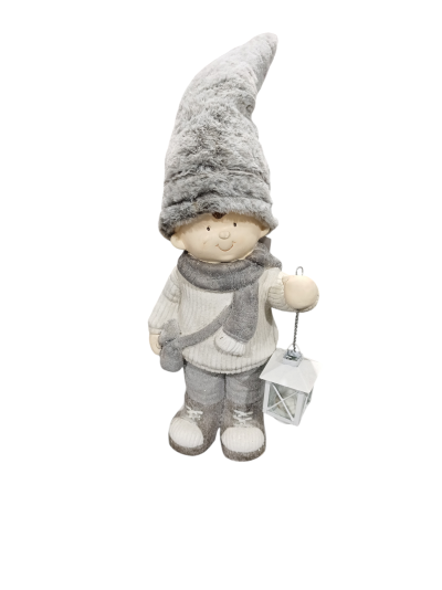 FIGURA MENINO ESCANDINAVO COM LANTERNA 73CM