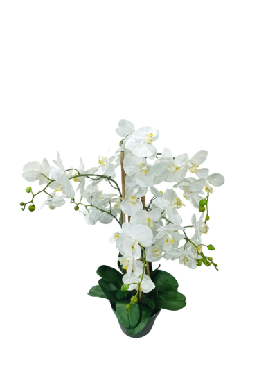 Planta artificial orquídea branco 90cm