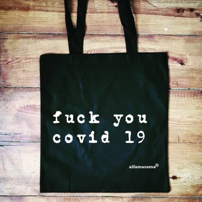 Saco 'fuck you covid 19' preto