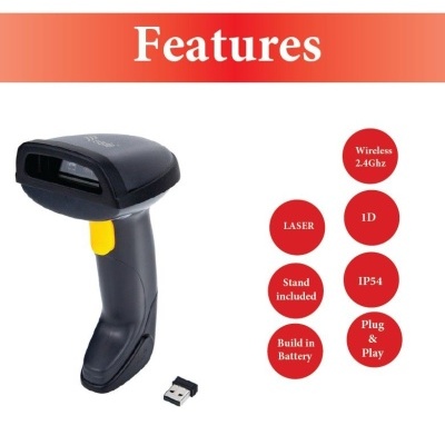 Equip Leitor de Código de Barras 1D Laser Wireless + Suporte