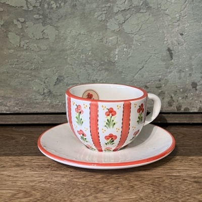Chávena de chá pequena chita vermelha