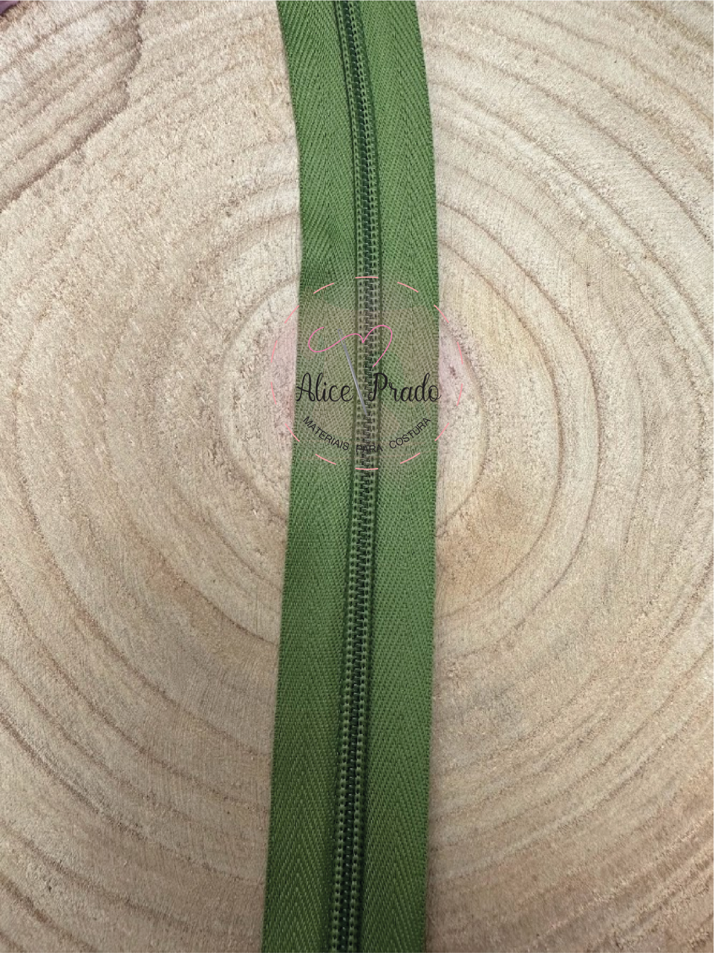 Zíper malha nº5 cor Verde Oliva