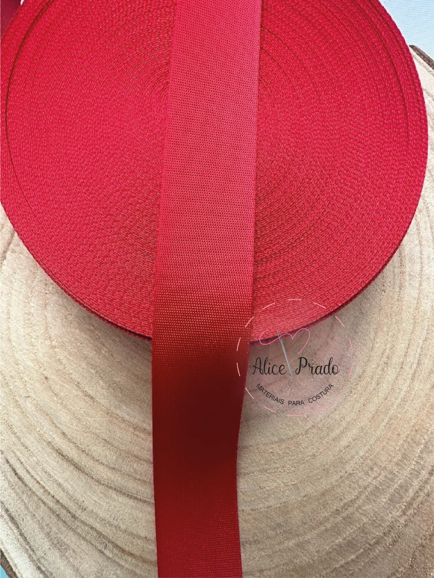 Alça acetinada em Nylon vermelha 3cm