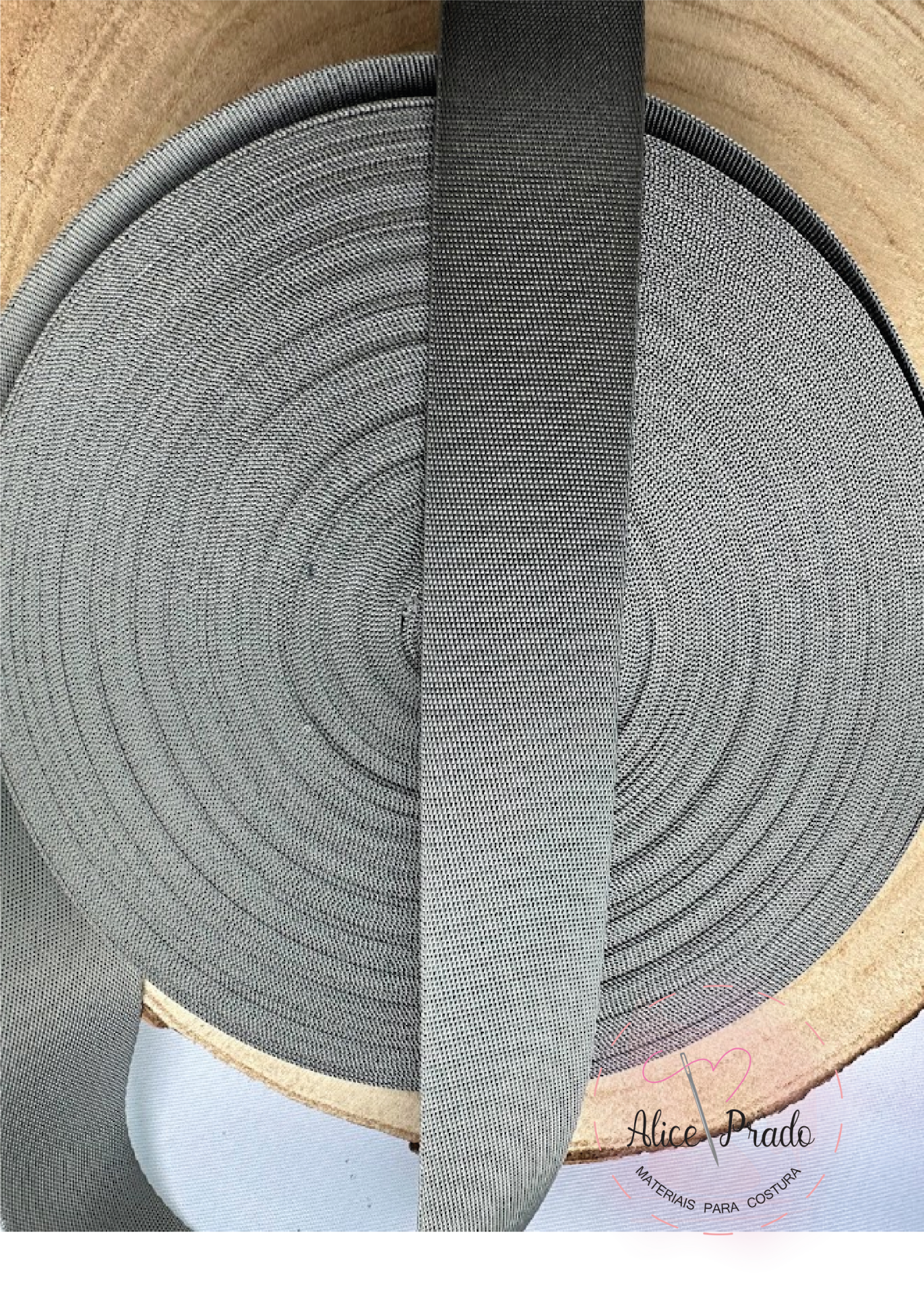 Alça acetinada em Nylon Cinza 3cm