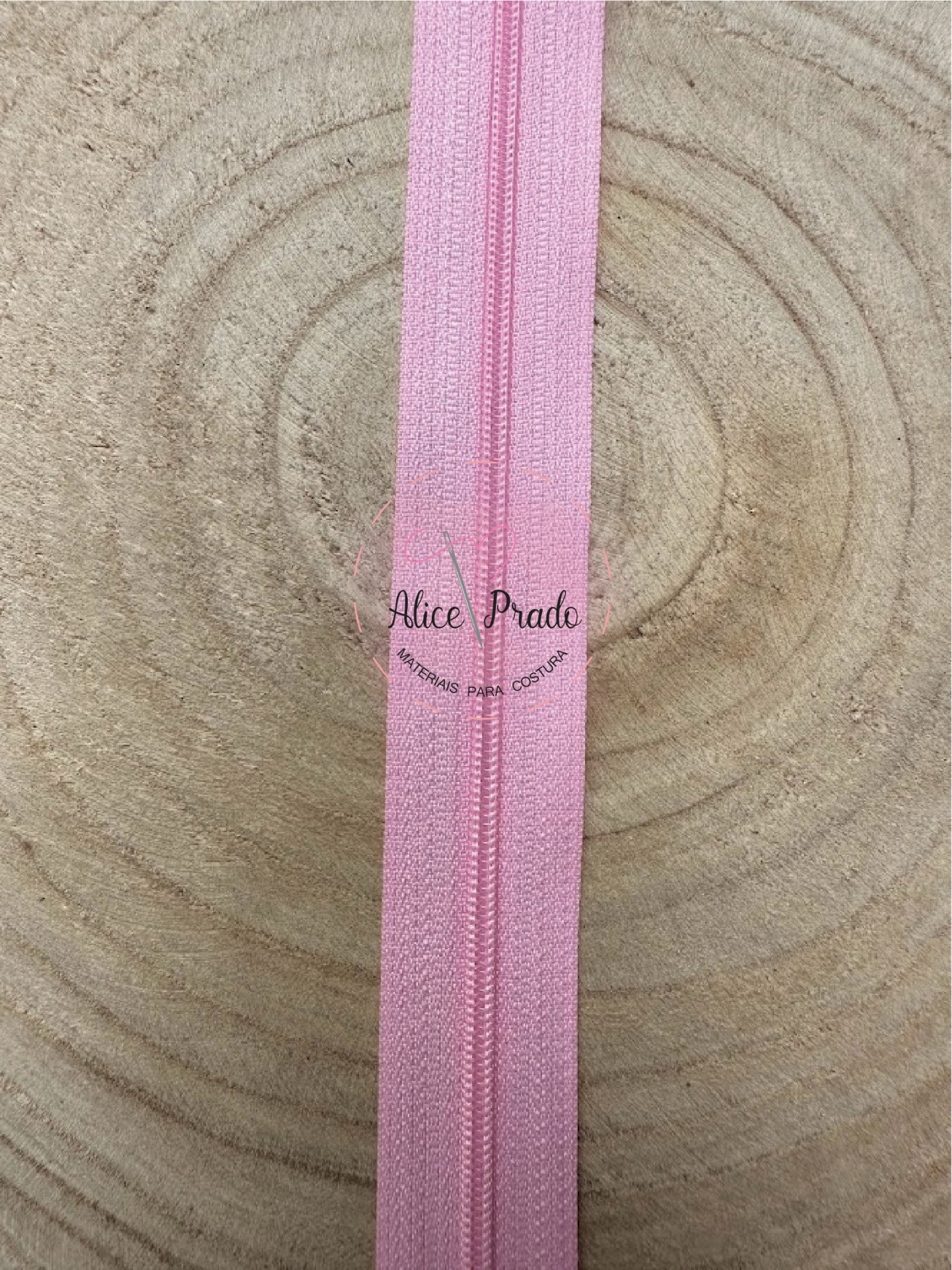 Zíper malha nº3 cor Rosa pastel