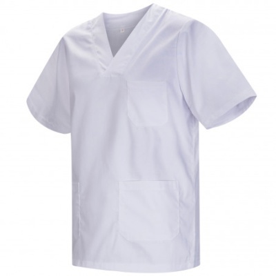 Camisola branca de uniforme médico com bolsos