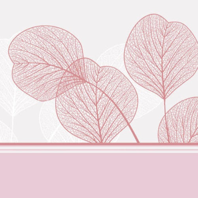 Design de folhas rosa e branca sobre fundo cinzento com faixa rosa