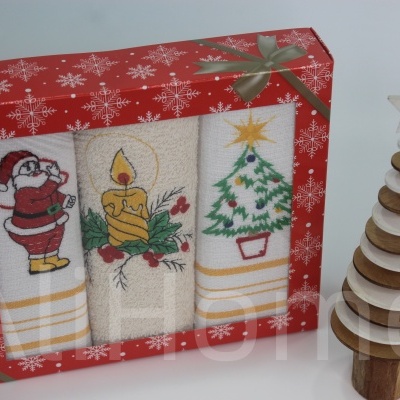 Caixa 3 panos de cozinha de Natal