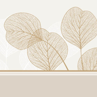 Padrão decorativo com folhas estilizadas bege e branco